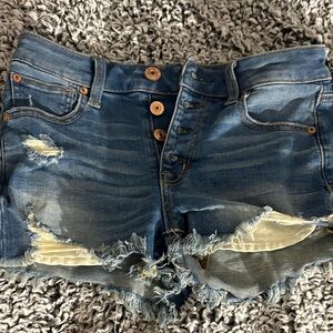 American Eagle Outfitters Blue Distressed Jean Shorts